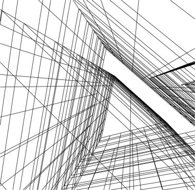 Mimari sanat konseptinde soyut çizgiler, minimum geometrik şekiller. 