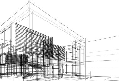 Mimari sanat konseptinde soyut çizgiler, minimum geometrik şekiller.