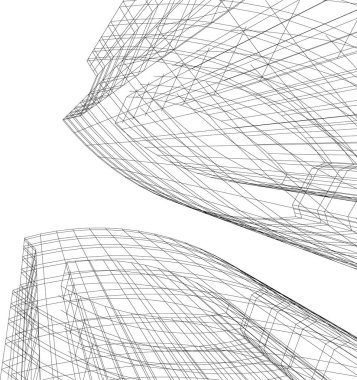 Mimari sanat konseptinde soyut çizgiler, minimum geometrik şekiller. 