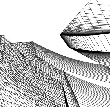 Mimari sanat konseptinde soyut çizgiler, minimum geometrik şekiller. 