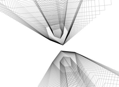 Mimari sanat konseptinde soyut çizgiler, minimum geometrik şekiller. 