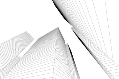 Mimari sanat konseptinde soyut çizgiler, minimum geometrik şekiller. 