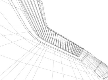 Mimari sanat konseptinde soyut çizgiler, minimum geometrik şekiller. 