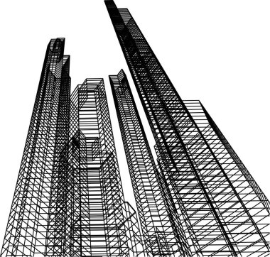 Mimari sanat konseptinde soyut çizgiler, minimum geometrik şekiller. 