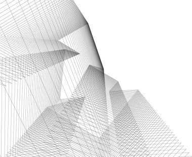 Mimari sanat konseptinde soyut çizgiler, minimum geometrik şekiller. 