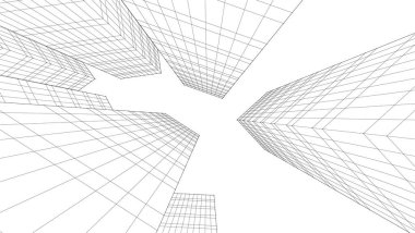 Mimari sanat konseptinde soyut çizgiler, minimum geometrik şekiller. 