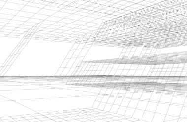 Mimari sanat konseptinde soyut çizgiler, minimum geometrik şekiller.