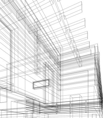 Mimari sanat konseptinde soyut çizgiler, minimum geometrik şekiller. 