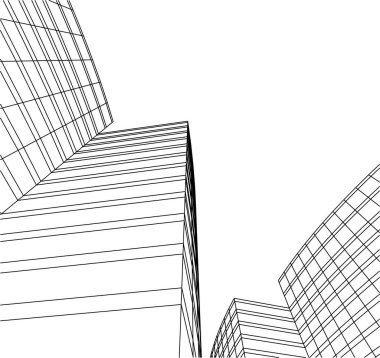 Mimari sanat konseptinde soyut çizgiler, minimum geometrik şekiller. 