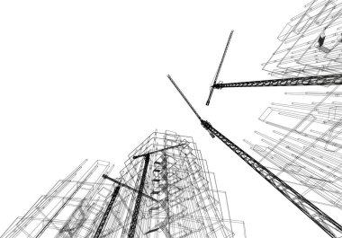 Mimari sanat konseptinde soyut çizgiler, minimum geometrik şekiller.