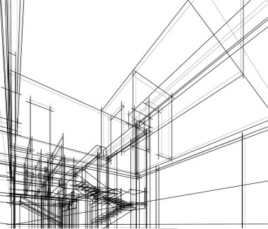 Mimari sanat konseptinde soyut çizgiler, minimum geometrik şekiller.