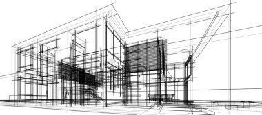 Mimari sanat konseptinde soyut çizgiler, minimum geometrik şekiller.