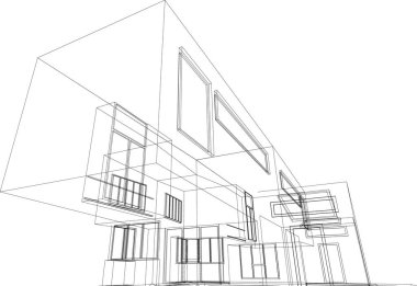 Mimari sanat konseptinde soyut çizgiler, minimum geometrik şekiller. 
