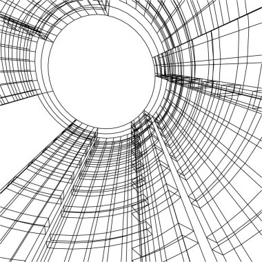 Mimari sanat konseptinde soyut çizgiler, minimum geometrik şekiller.