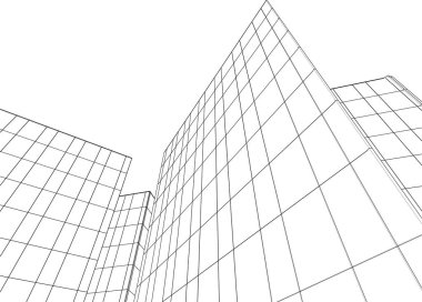 Mimari sanat konseptinde soyut çizgiler, minimum geometrik şekiller.