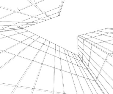 Mimari sanat konseptinde soyut çizgiler, minimum geometrik şekiller. 