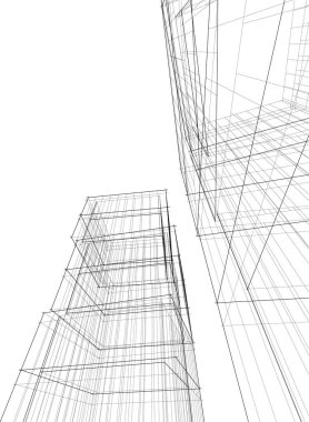 Mimari sanat konseptinde soyut çizgiler, minimum geometrik şekiller.