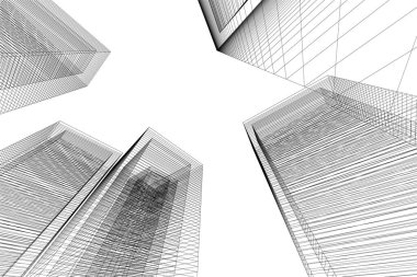 Mimari sanat konseptinde soyut çizgiler, minimum geometrik şekiller. 