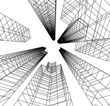 Mimari sanat konseptinde soyut çizgiler, minimum geometrik şekiller. 