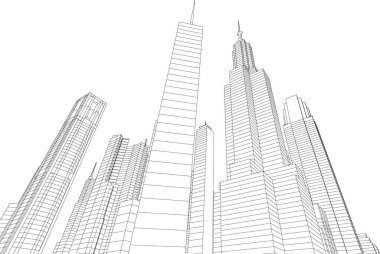 Arkaplanda mimari bina 3d illüstrasyon