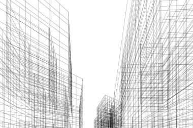 Mimari sanat konseptinde soyut çizgiler, minimum geometrik şekiller.