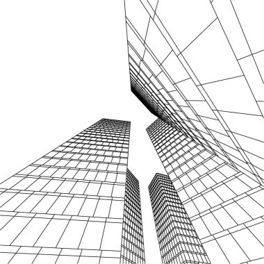 Mimari sanat konseptinde soyut çizgiler, minimum geometrik şekiller. 