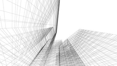 Mimari sanat konseptinde soyut çizgiler, minimum geometrik şekiller.