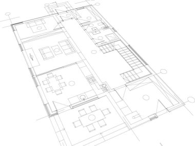 Mimari sanat konseptinde soyut çizgiler, minimum geometrik şekiller.