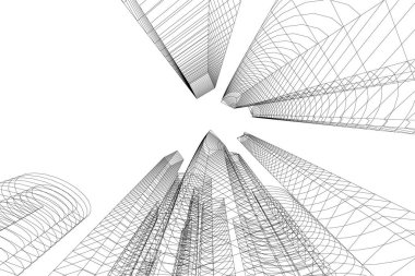 Mimari sanat konseptinde soyut çizgiler, minimum geometrik şekiller. 