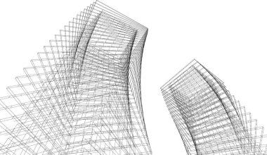 Mimari sanat konseptinde soyut çizgiler, minimum geometrik şekiller.