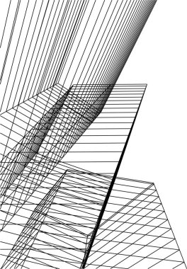 Mimari sanat konseptinde soyut çizgiler, minimum geometrik şekiller. 