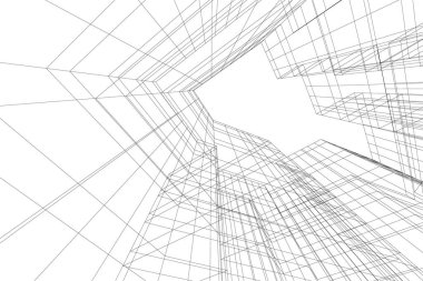 Mimari sanat konseptinde soyut çizgiler, minimum geometrik şekiller. 