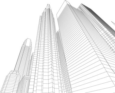 Arkaplanda mimari bina 3d illüstrasyon