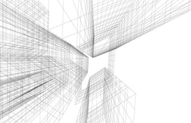 Mimari sanat konseptinde soyut çizgiler, minimum geometrik şekiller.