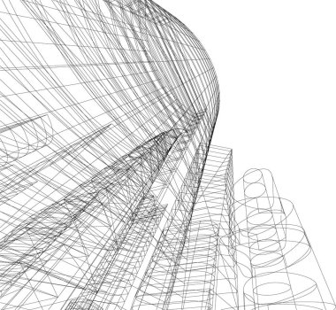 Arkaplanda mimari bina 3d illüstrasyon