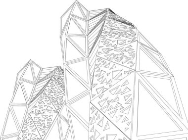 Mimari sanat konseptinde soyut çizgiler, minimum geometrik şekiller. 