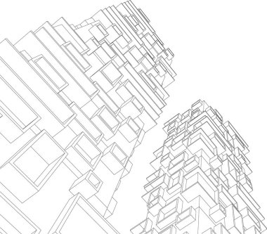 Mimari sanat konseptinde soyut çizgiler, minimum geometrik şekiller. 