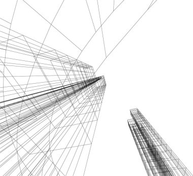Mimari sanat konseptinde soyut çizgiler, minimum geometrik şekiller. 