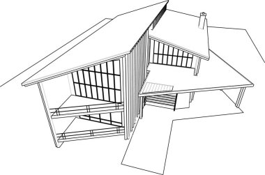 Mimari sanat konseptinde soyut çizgiler, minimum geometrik şekiller. 