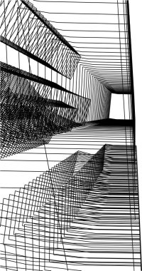 Mimari sanat konseptinde soyut çizgiler, minimum geometrik şekiller. 