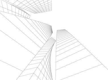 Mimari sanat konseptinde soyut çizgiler, minimum geometrik şekiller.