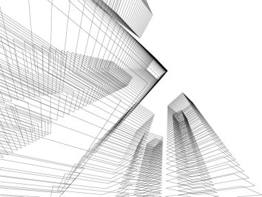 Mimari sanat konseptinde soyut çizgiler, minimum geometrik şekiller. 