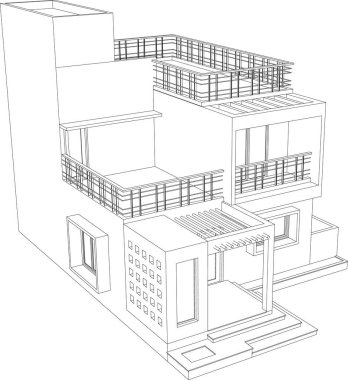 Mimari sanat konseptinde soyut çizgiler, minimum geometrik şekiller. 