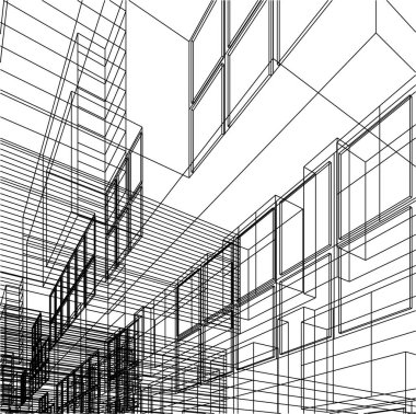 Mimari sanat konseptinde soyut çizgiler, minimum geometrik şekiller. 