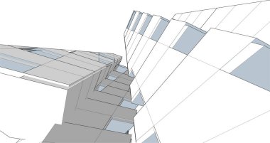 Mimari sanat konseptinde soyut çizgiler, minimum geometrik şekiller. 