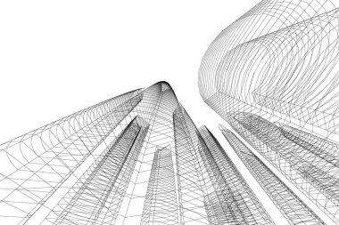 Mimari sanat konseptinde soyut çizgiler, minimum geometrik şekiller.