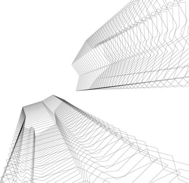 Mimari sanat konseptinde soyut çizgiler, minimum geometrik şekiller. 