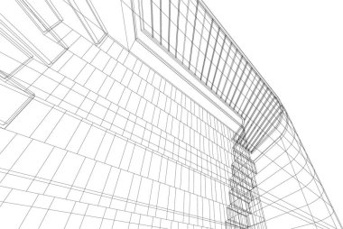 Mimari sanat konseptinde soyut çizgiler, minimum geometrik şekiller. 