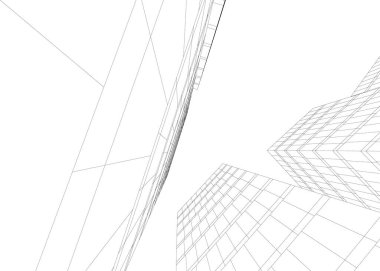 Mimari sanat konseptinde soyut çizgiler, minimum geometrik şekiller. 