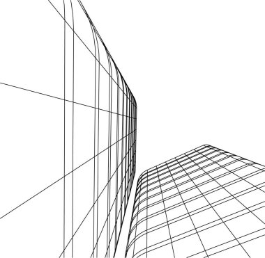 Mimari sanat konseptinde soyut çizgiler, minimum geometrik şekiller. 